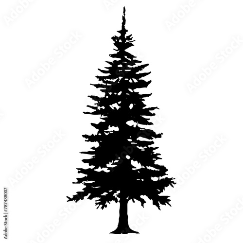 Pine Tree Silhouette Vector Clipart.