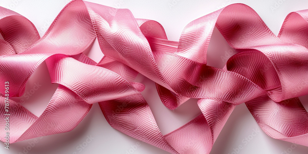 Ribbon, Bow, Top, Sash, Pink, on White Background Ribbon, Bow, Top, Sash, Pink, on White Background