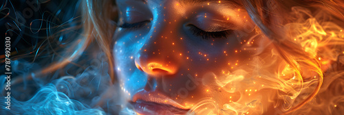 Serene Woman Radiating Healing Auras - Spirituality & Meditation