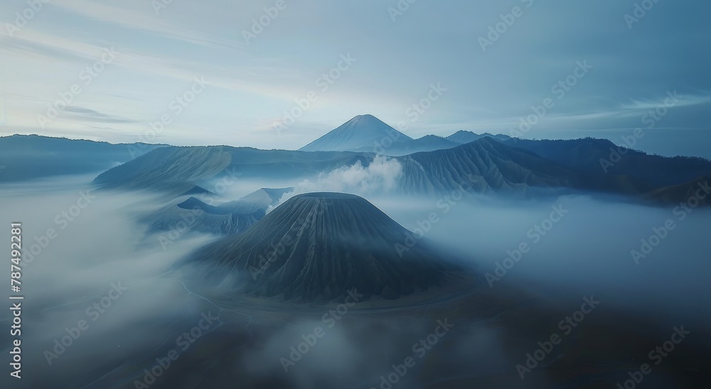 Cloud-covered Mountain Peak From Above