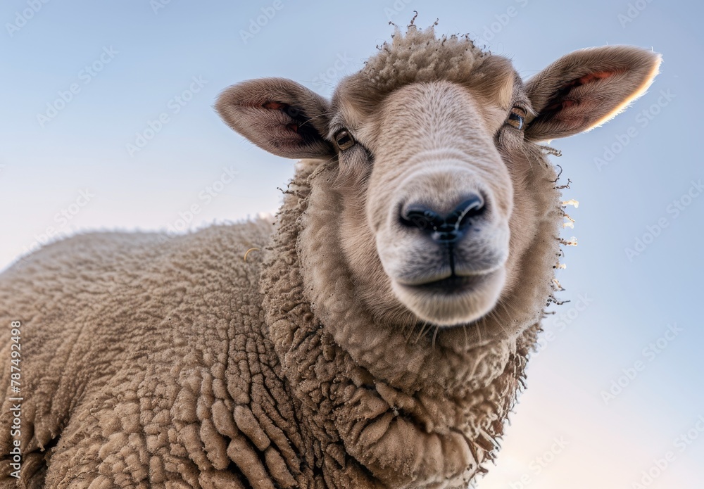 Fototapeta premium Curious Sheep Looking at Camera