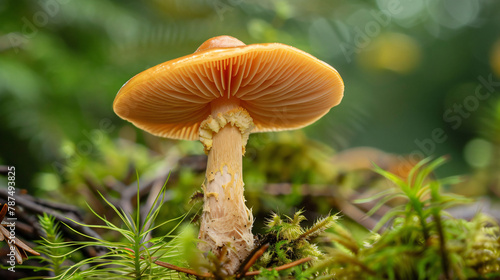 Macro photo of a single mushroom