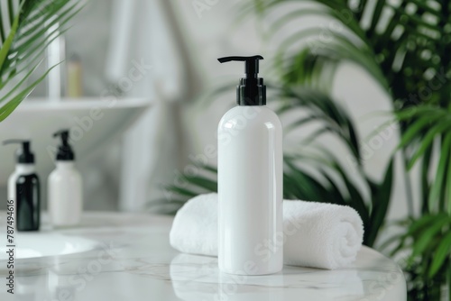 White Soap Dispenser on Counter