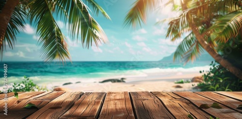 Wooden Table Overlooking Beach