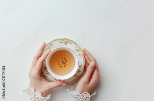 Woman Holding Cup of Tea