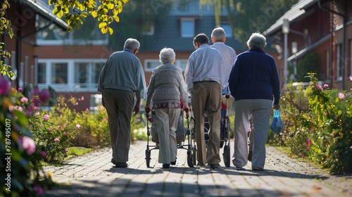 Older people walking in the park