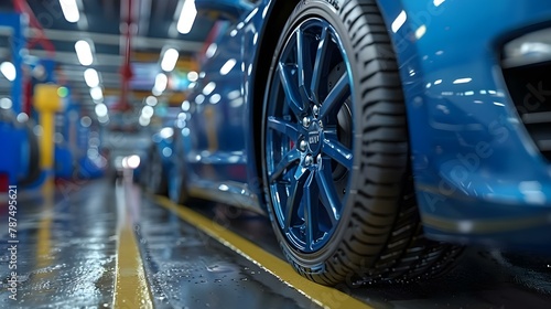 Sleek Wheels in Focus at a Modern Garage. Concept Car Photography, Automotive Scene, Modern Architecture, Urban Composition, Industrial Aesthetics © Ян Заболотний