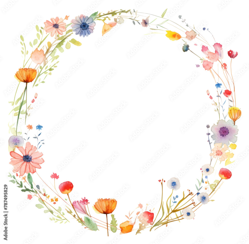 PNG Wildflowers circle border pattern wreath plant. PNG Wildflowers circle border pattern wreath plant.