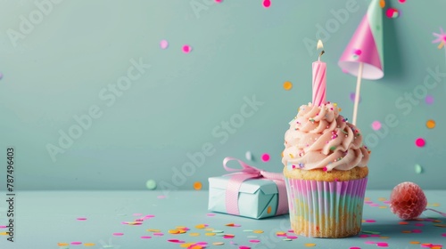 Cupcake With Pink Candle