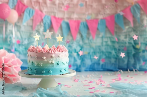 Blue and Pink Cake With Stars