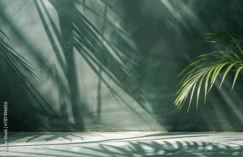 Palm Tree Shadow on Green Wall