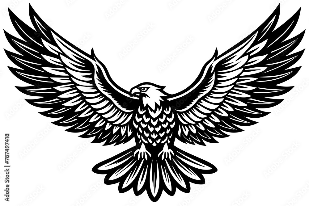 Obraz premium Soaring eagle with spread wings vector illustration