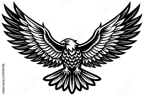Soaring eagle with spread wings vector illustration