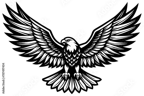 Soaring eagle with spread wings vector illustration