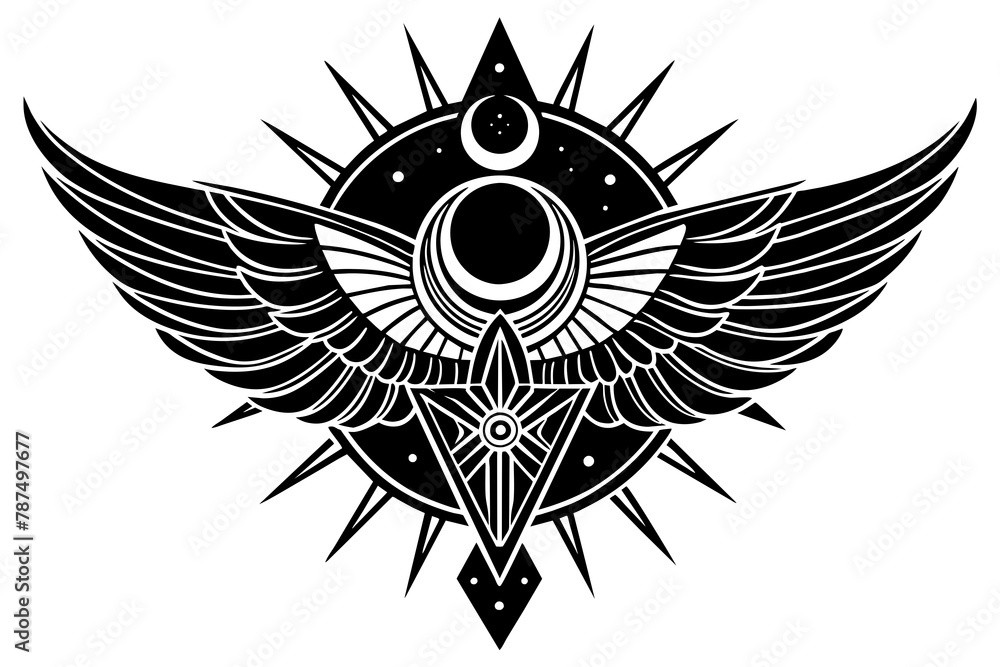 Fototapeta premium Celestial Glyph Vector Silhouette On White Background