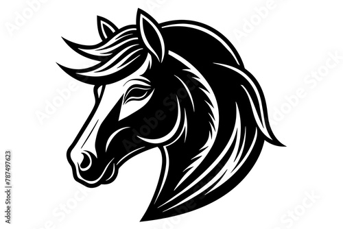 Horse head logo template vector silhouette 