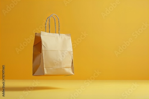 Paper bag mockup on vibrant background photo