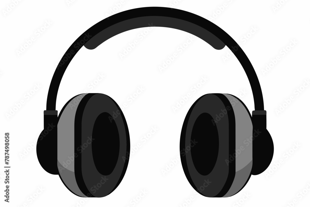 Black headphones on a white background Black headphones on a white background