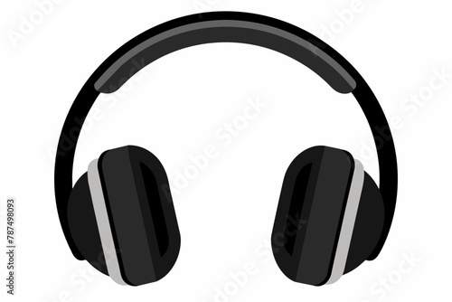 Black headphones on a white background