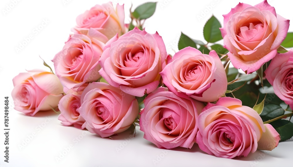 Isolated Pink Roses on White Background