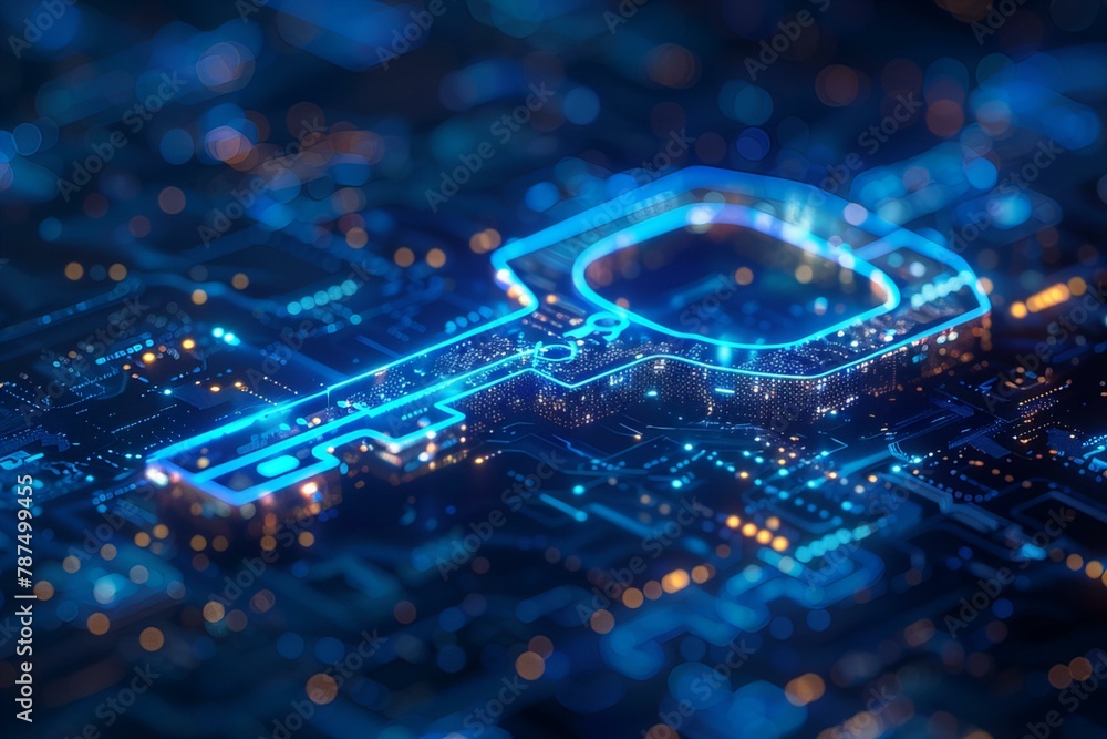 Fototapeta premium digital key, tech and digital security concept