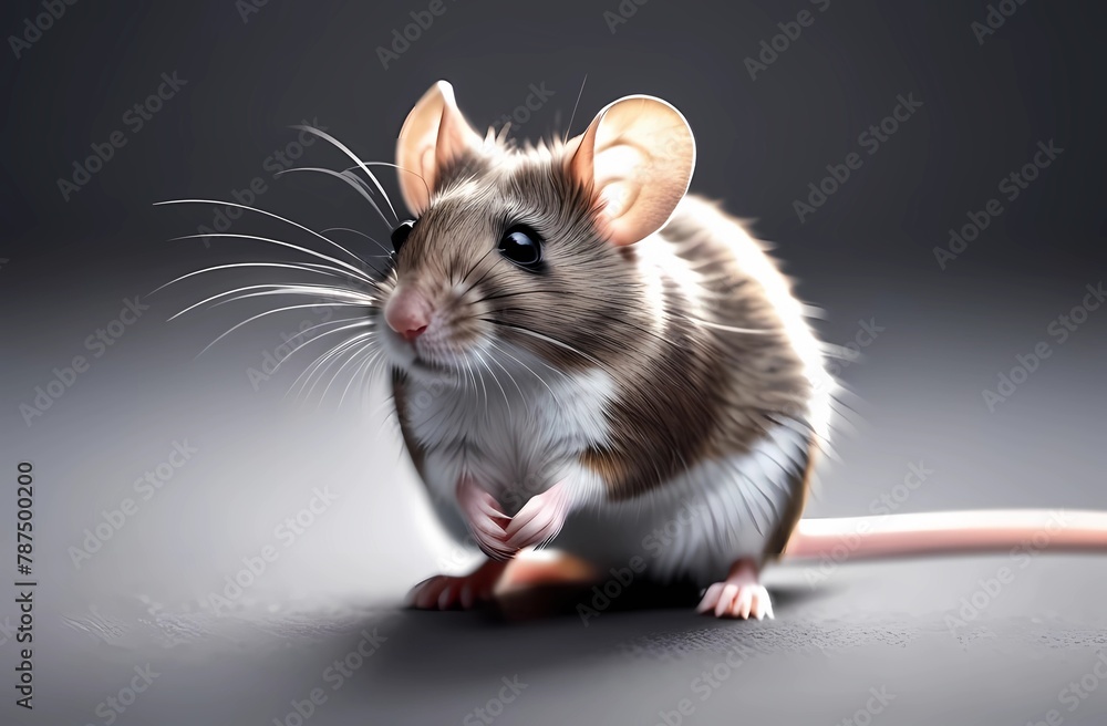 Cute mouse on a gray isolated background Cute mouse on a gray isolated background