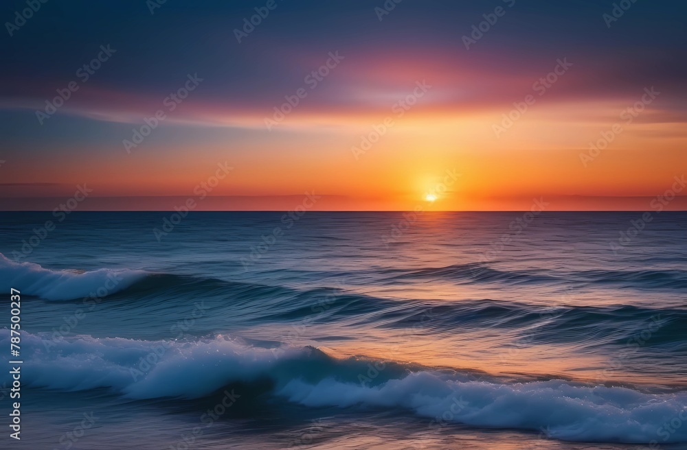 Beautiful sunset against the sea waves
