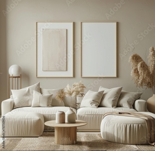 White Couch and Two Pictures in Living Room