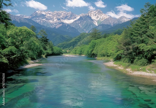 River Flowing Through Lush Green Forest