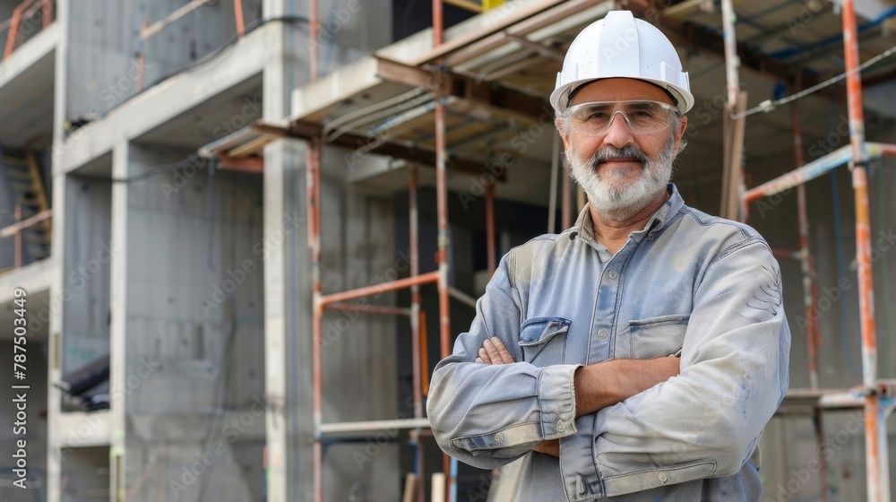 Architect standing in front of a building under construction