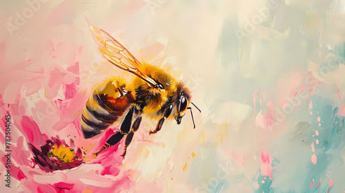 Illustration. Bee on a flower. world bee day photo