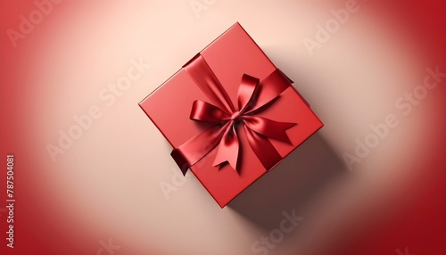  Red Elegance from Above 3D Top View Gift Box with Ribbon, Empty Space, © Zulfi_Art