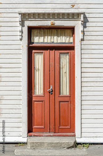 Architectural detail  wooden door and wall