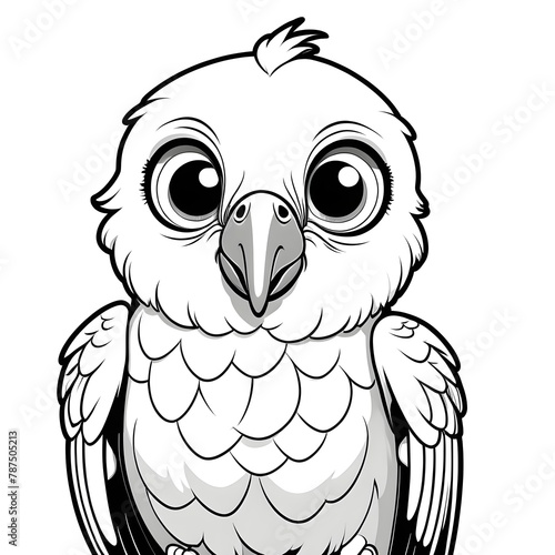 Innocent Curiosity: Baby Owl Illustration in Monochrome