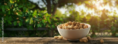 Wooden Bowl Filled With Nuts on Wooden Table
