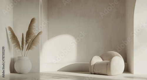 Room With Chair and Vase With Plant