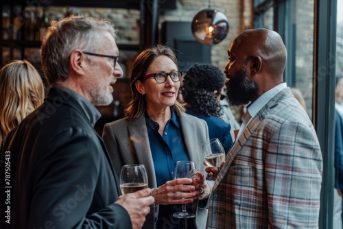 Diverse Professionals Networking with Wine at Social Event