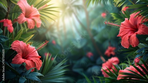 Blue Background With Oranges, Palm Leaves, Sunglasses, and a Hat