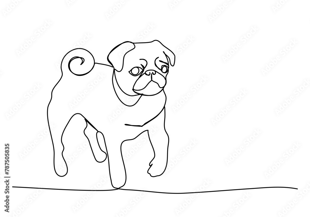 Obraz premium Dog. One line drawing vector illustration.
