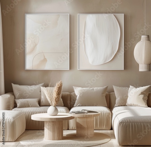 White Couch and Two Pictures in Living Room