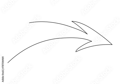 Arrow, one line drawing vector illustration.