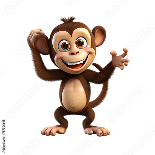 3d monkey isolated on white background