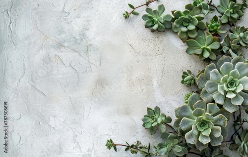 Group of Green Plants on Cement Wall