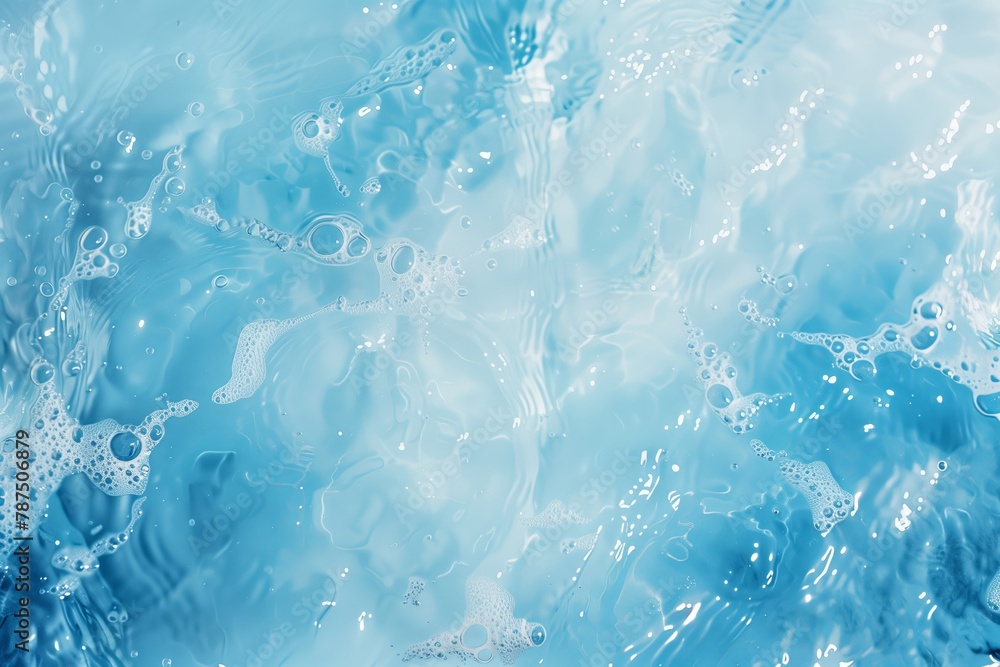 Transparent blue clear water surface texture with ripples, splashes and bubbles. Abstract summer banner background Transparent blue clear water surface texture with ripples, splashes and bubbles. Abstract summer banner background