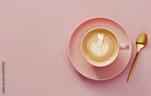 A Cup of Cappuccino on a Saucer With a Spoon