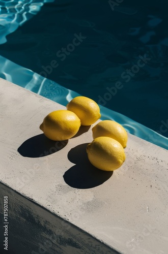 Three Lemons by Swimming Pool