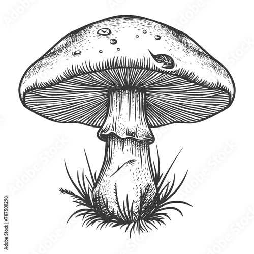 mushroom images using Old engraving style