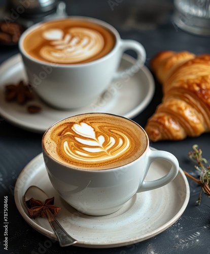 Two Cups of Coffee on Table