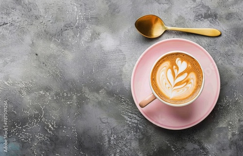 A Cup of Cappuccino on a Saucer With a Spoon