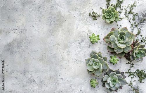 Group of Green Plants on Cement Wall